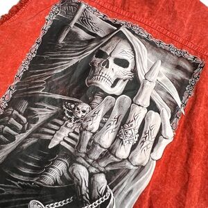 BikerWear USA sleeveless Button down Skeleton‎ graphic Back Shirt Mens 2XL